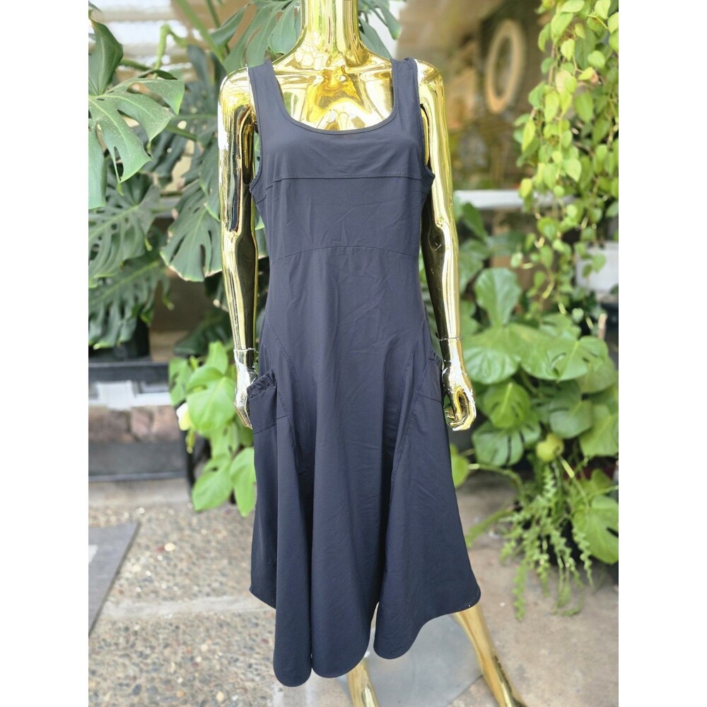 DECA Paris Robe Houette Dress Size 4 Black Lagenlook Flared Pockets Made France